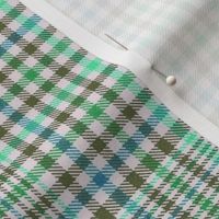Olive Mint and Teal on Off White Plaid