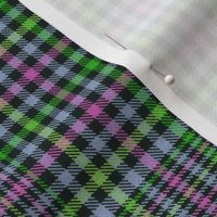 Lime Mint Lavender and Hot Pink on Black Plaid