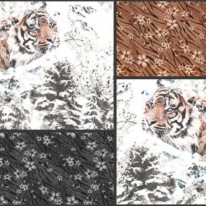 Seamless patchwork patches tiger skin leather winter landscape
