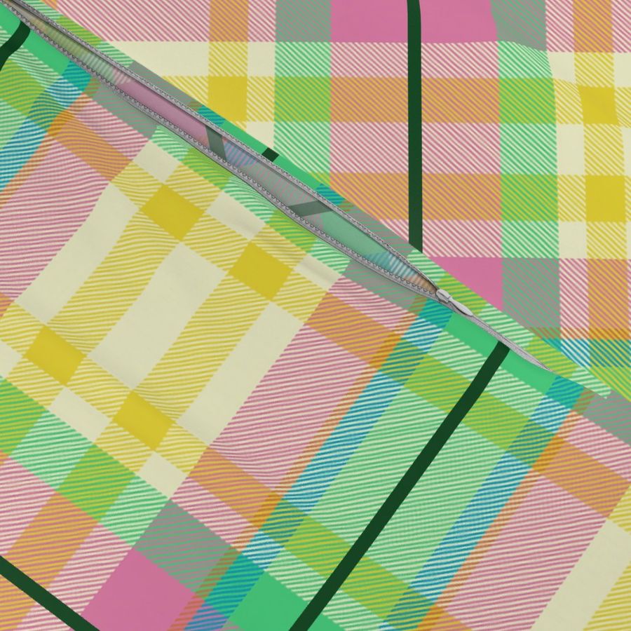 Tartan #1 - green, pink, yellow