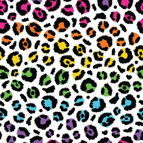 Rainbow Leopard Fabric, Wallpaper and Home Decor