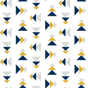 Every Which Way (smaller scale) in Midnight Blue, Goldenrod and Grey