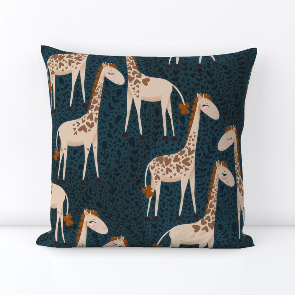 Giraffe in heart prints