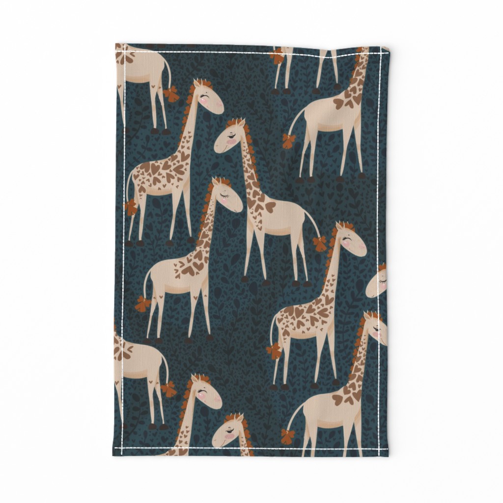 Giraffe in heart prints