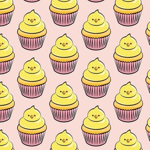 chick cupcakes - easter spring sweets - pink LAD19