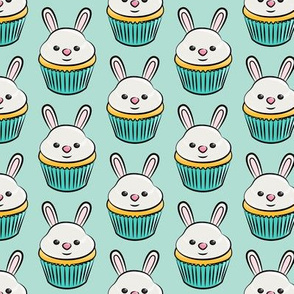 bunny cupcakes - easter spring sweets - aqua LAD19