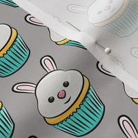 bunny cupcakes - easter spring sweets - grey LAD19