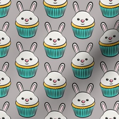 bunny cupcakes - easter spring sweets - grey LAD19