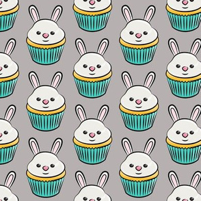 bunny cupcakes - easter spring sweets - grey LAD19
