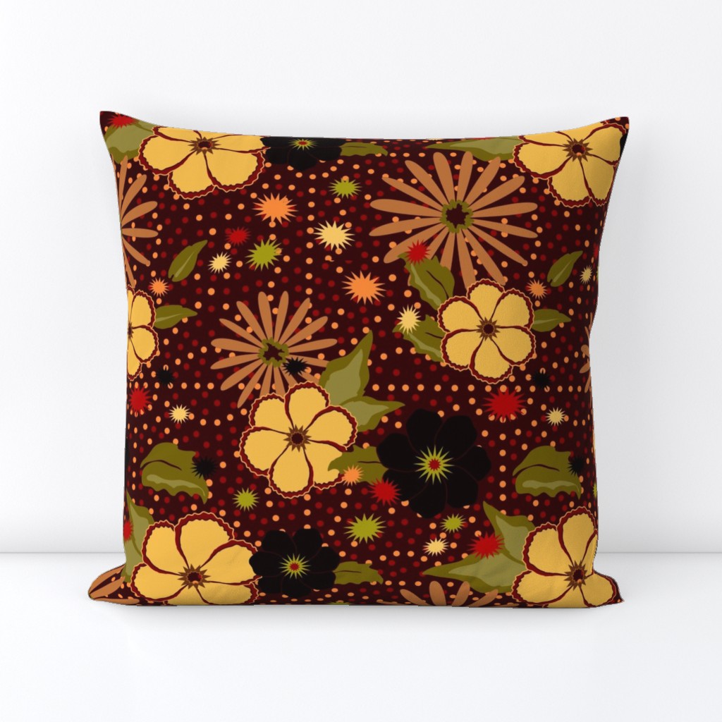12" Retro Autumn Dotted FLORAL