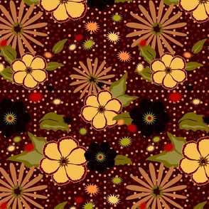 12" Retro Autumn Dotted FLORAL