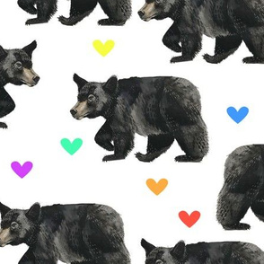 Black Bears with Rainbow Hearts