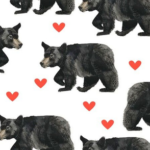 Black Bears with Red Hearts