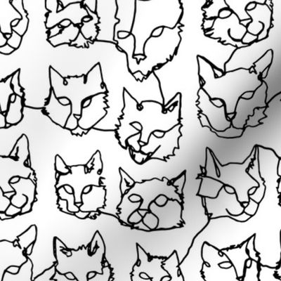 Contour Cats - Black and White