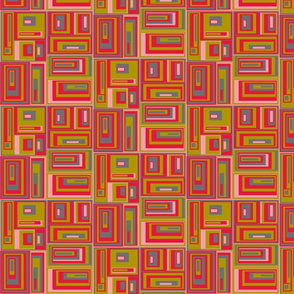 Green, red , gray, pink abstract geometric plaid