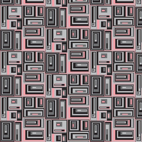 Pink, gray, white geometric plaid