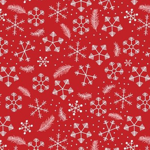 Snowflakes on Red