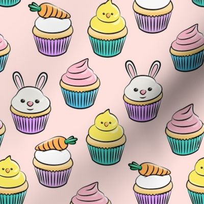 Easter cupcakes - bunny chicks carrots spring sweets - pink LAD19