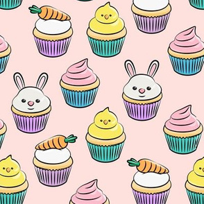 Easter cupcakes - bunny chicks carrots spring sweets - pink LAD19