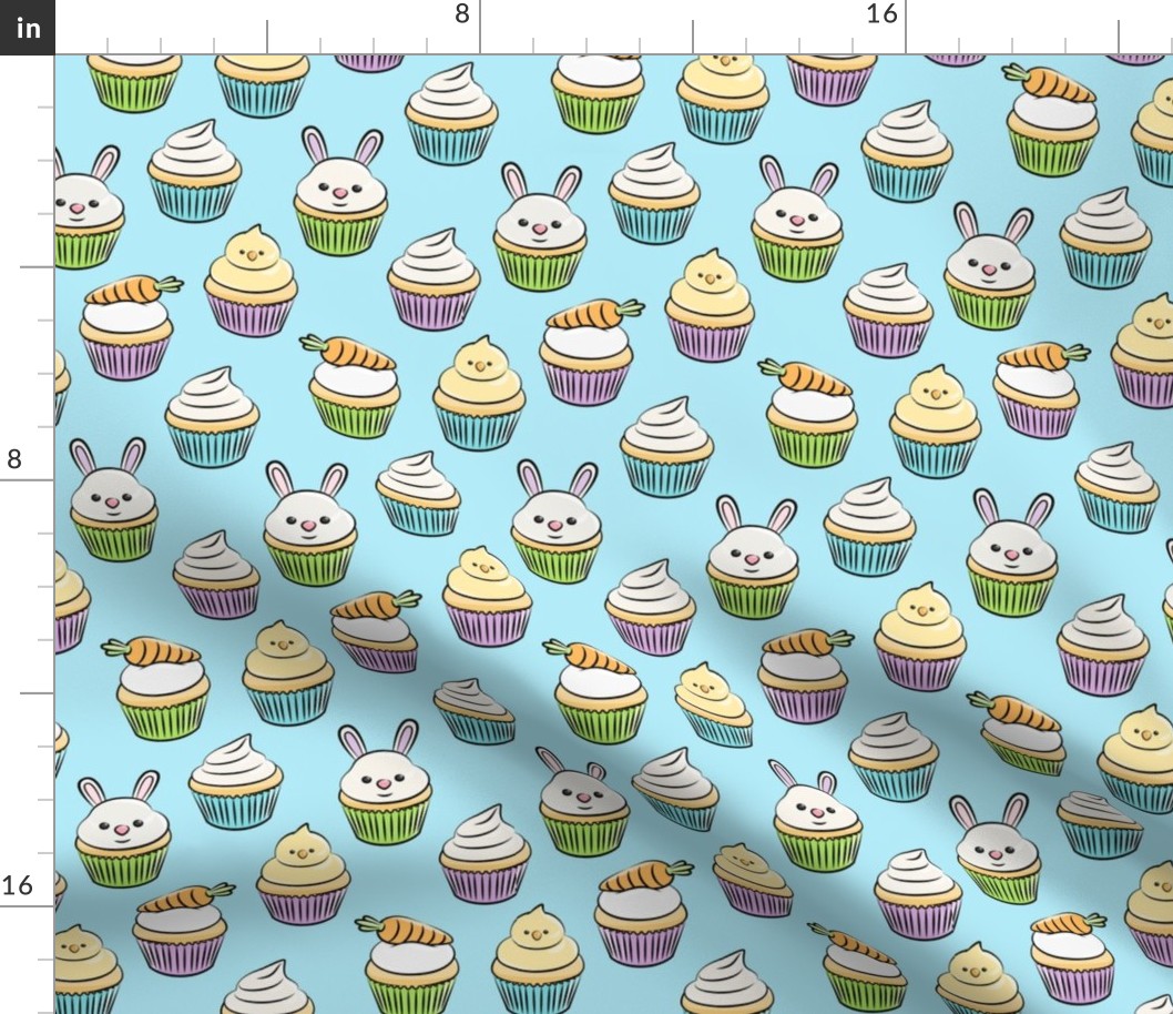 Easter cupcakes - bunny chicks carrots spring sweets - blue LAD19