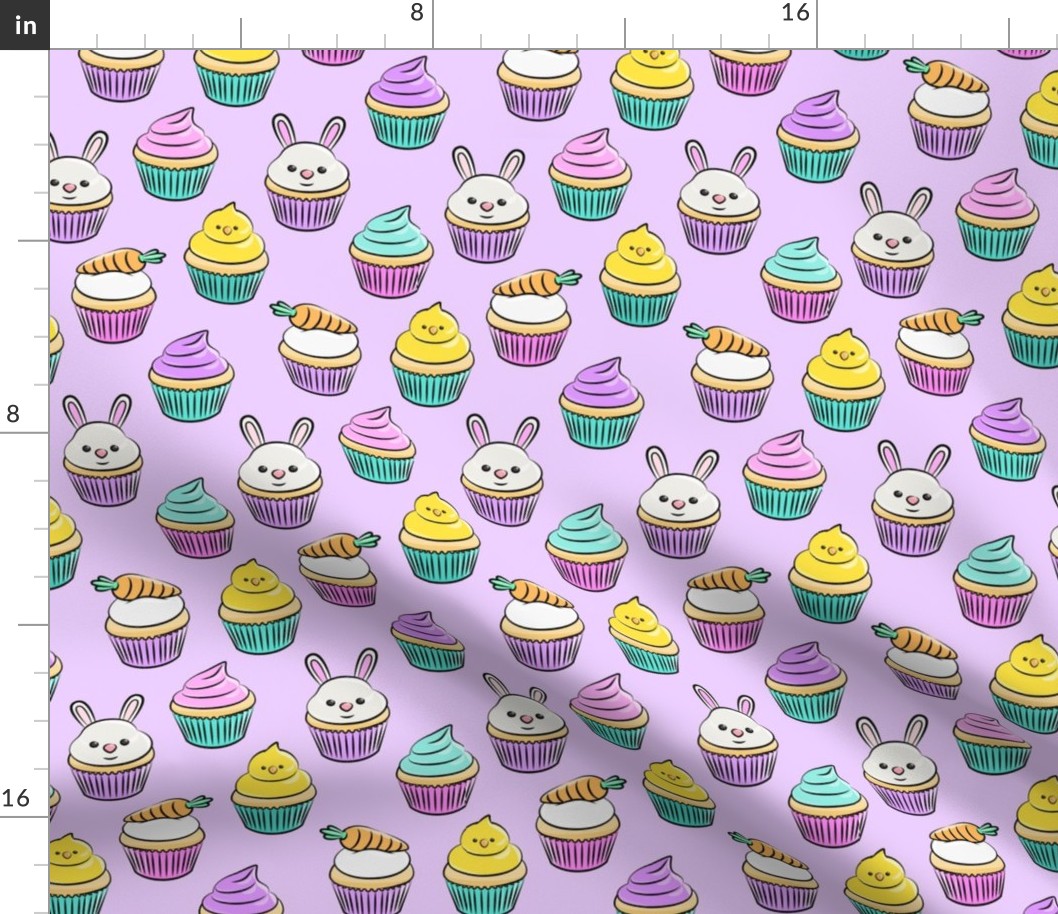 Easter cupcakes - bunny chicks carrots spring sweets - purple LAD19