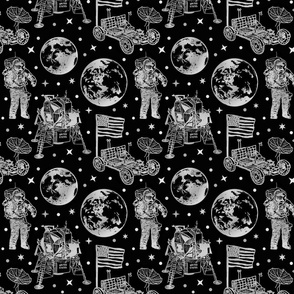 moon landing black and white b 8x8