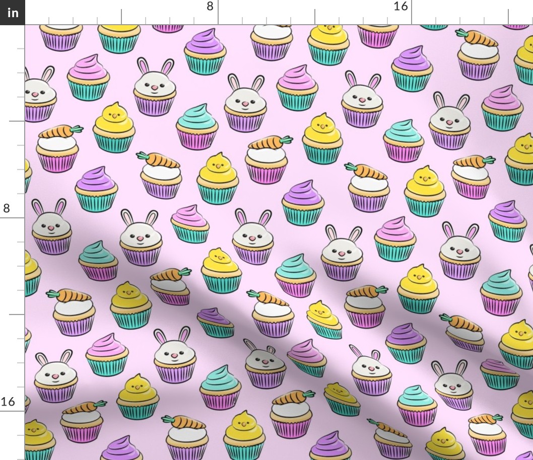 Easter cupcakes - bunny chicks carrots spring sweets - brights pink LAD19