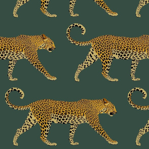 Leopards in deep teal (large)