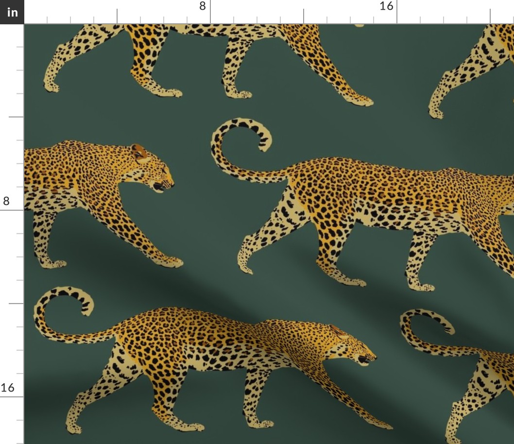 Leopards in deep teal (large)