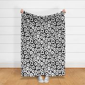 JUMBO Black and White boho retro floral florals