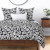 JUMBO Black and White boho retro floral florals