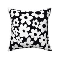 JUMBO Black and White boho retro floral florals