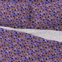 pumpkin witch fabric - pumpkin, broom, cauldron, stars and moons, purple 