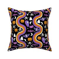 halloween rainbow fabric - coffin, ghost, moth, pumpkins