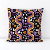 halloween rainbow fabric - coffin, ghost, moth, pumpkins