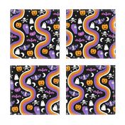 halloween rainbow fabric - coffin, ghost, moth, pumpkins