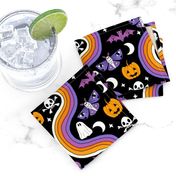 halloween rainbow fabric - coffin, ghost, moth, pumpkins