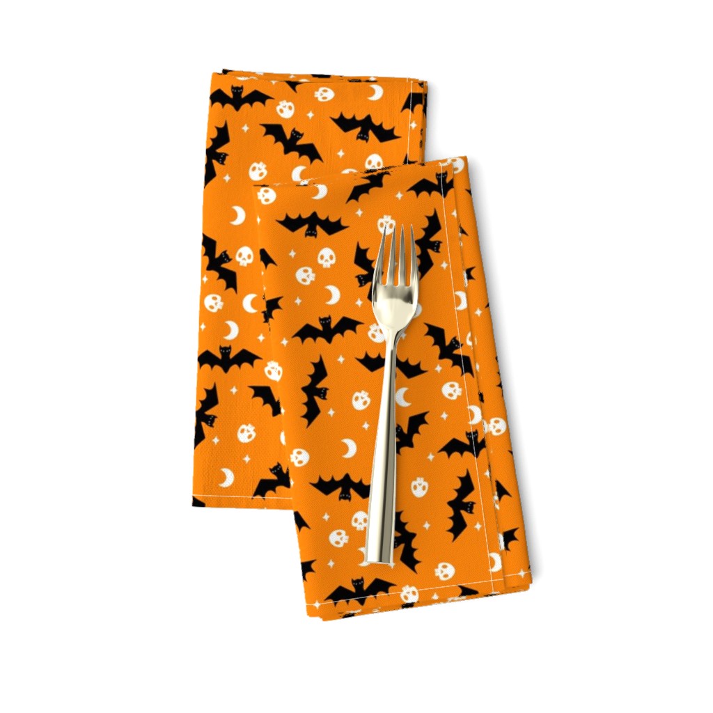 bat moon skull fabric fabric halloween fabric orange fabric