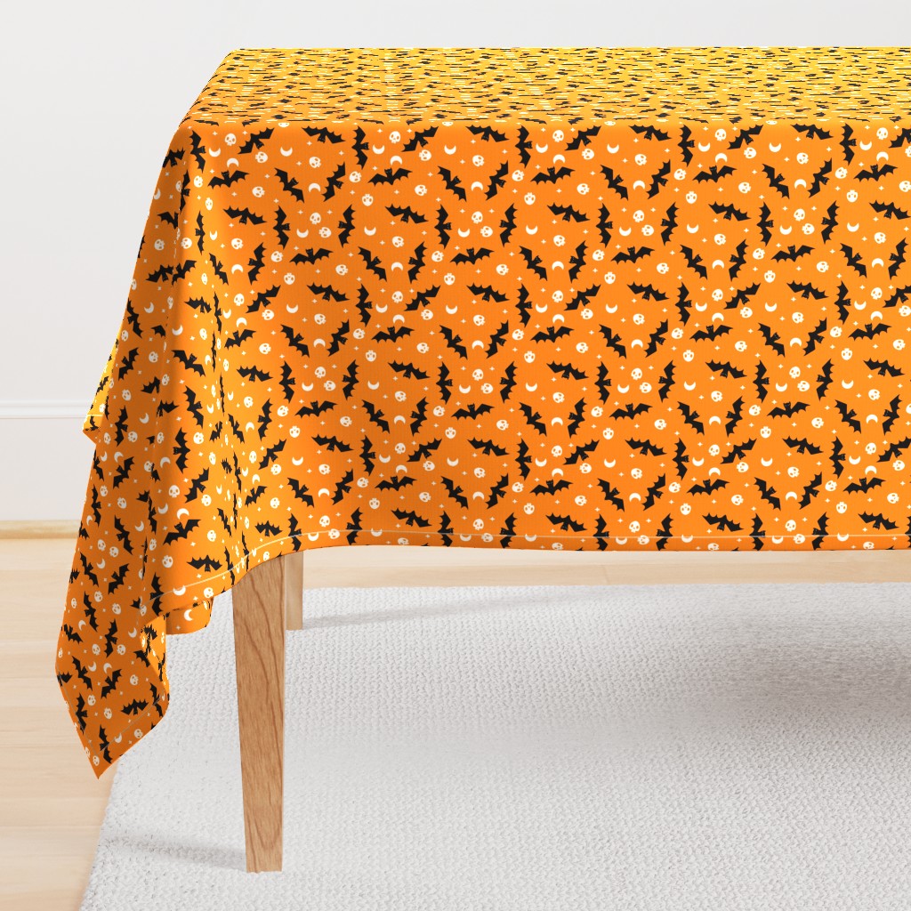 bat moon skull fabric fabric halloween fabric orange fabric