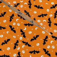 bat moon skull fabric fabric halloween fabric orange fabric