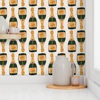 gold champagne bottles - large size half drop repeat (non-mirrored flip)