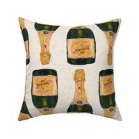 gold champagne bottles - large size half drop repeat (non-mirrored flip)