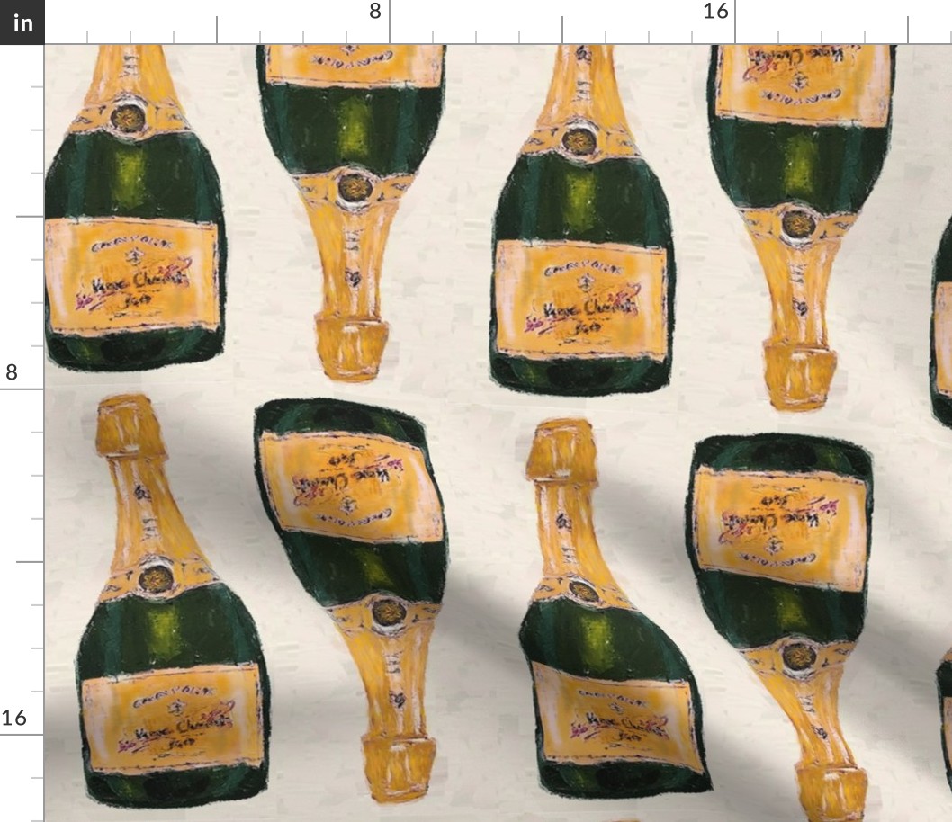 gold champagne bottles - large size half drop repeat (non-mirrored flip)