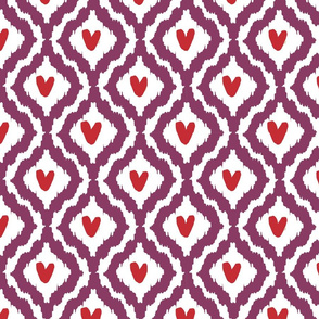 purple and red heart ikat