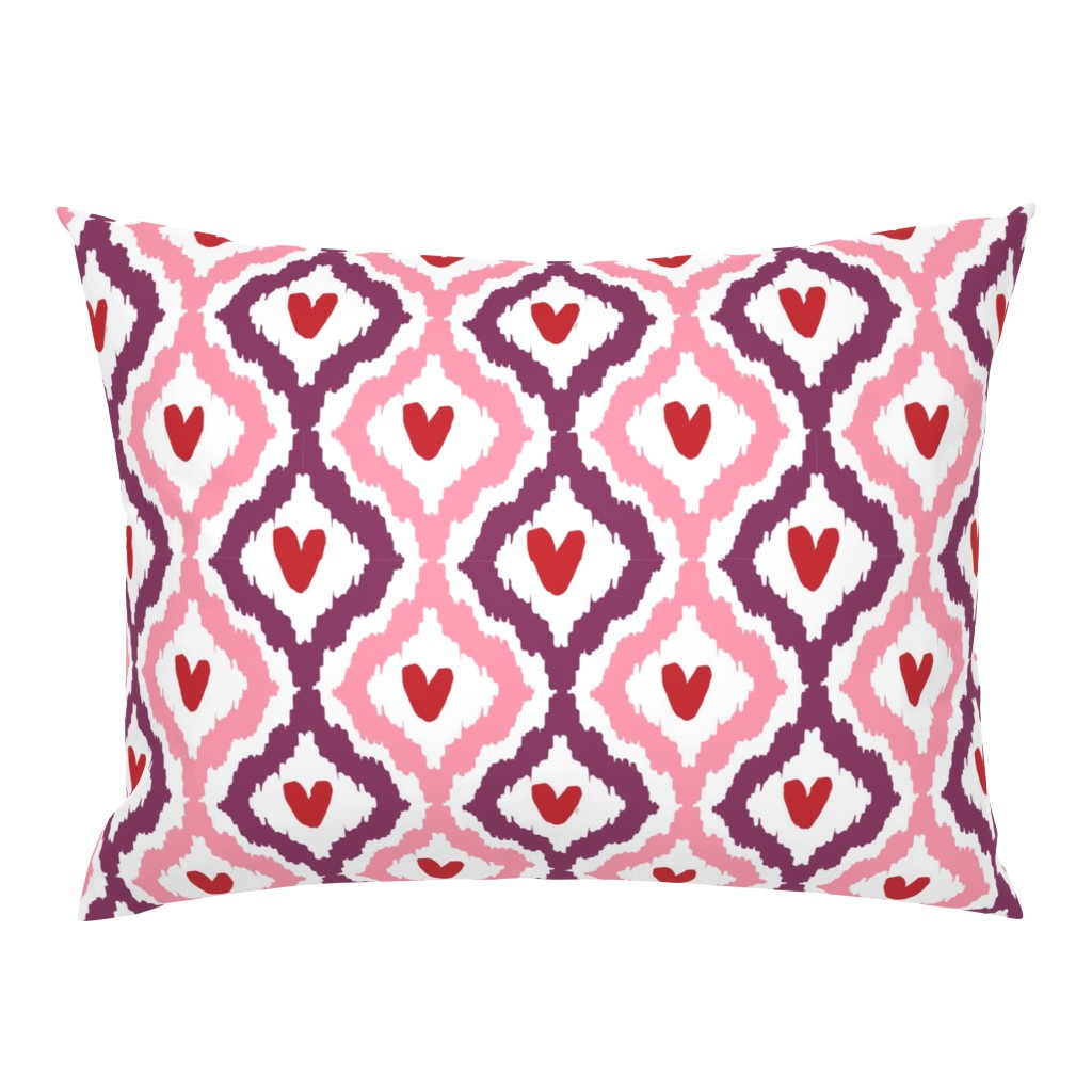 purple pink red heart ikat