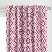 purple pink red heart ikat