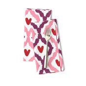 purple pink red heart ikat