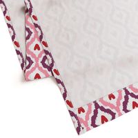 purple pink red heart ikat