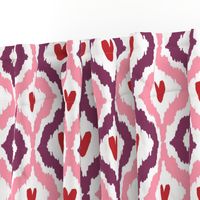 purple pink red heart ikat