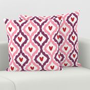 purple pink red heart ikat